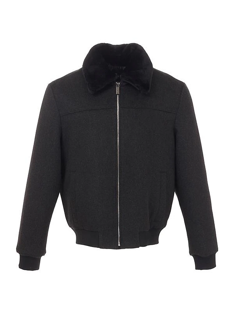 Wool Jacket with Shearling Lamb