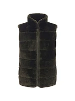 Shearling Lamb Zip Vest with Quilted Back