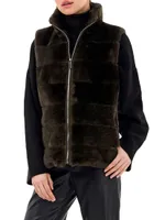 Shearling Lamb Zip Vest with Quilted Back