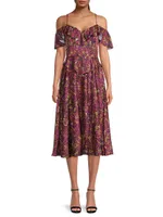 Printed Off-The-Shoulder Midi-Dress
