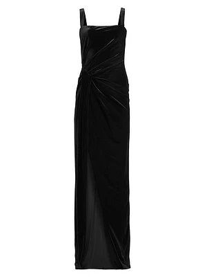 Domino Draped Velvet Gown