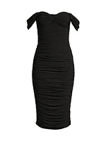 Walter Winglet-Sleeve Ruched Midi-Dress