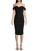 Walter Winglet-Sleeve Ruched Midi-Dress