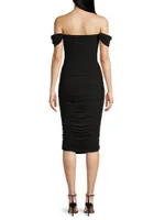Walter Winglet-Sleeve Ruched Midi-Dress