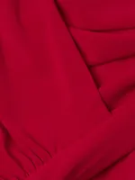 Long-Sleeve Sweetheart Side-Drape Gown