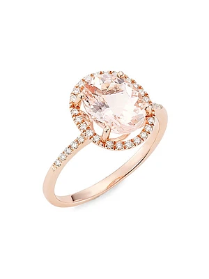14K Rose Gold, Morganite, & 0.21 TCW Diamond Ring