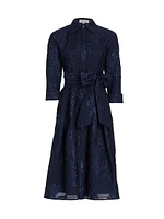 Jacquard Floral-Print Shirtdress