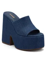 Wanda Denim Platform Mules