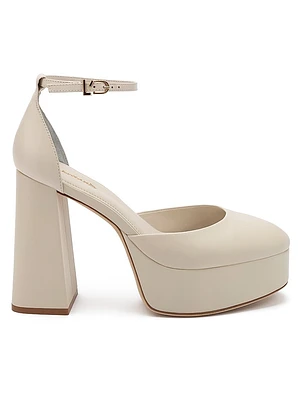 Ari Leather Ankle-Strap Platform Pumps