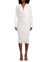 Estrella Sequin Ruched Pencil Skirt
