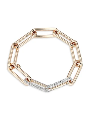 Saxon 18K Rose Gold & Diamond Elongated Chain Link Bracelet