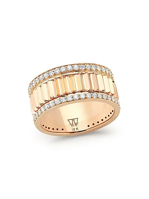 Clive 18K Rose Gold & Diamond Fluted Band Ring