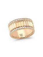 Clive 18K Rose Gold & Diamond Fluted Band Ring