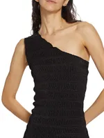 Gigi Satin One-Shoulder Midi-Dress