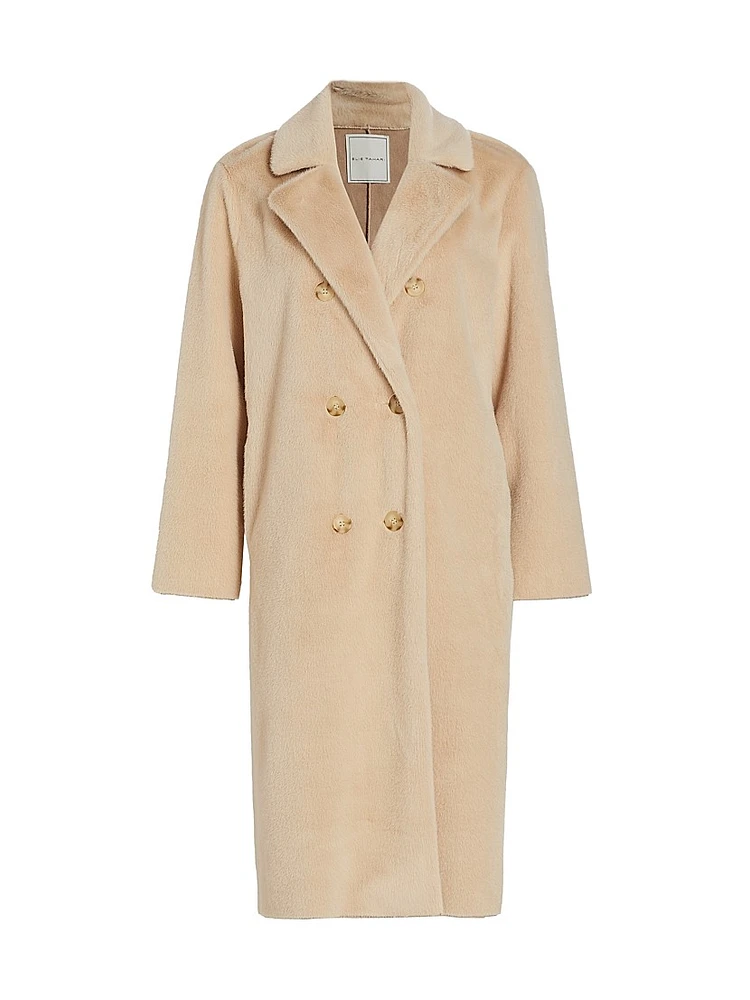 Double-Breasted Faux Fur Coat