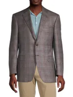 Plaid Wool-Blend Blazer