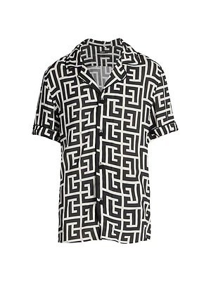 Macromonogram Short-Sleeve Pajama Shirt