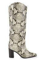 Analeah Snake-Embossed Leather Tall Boots