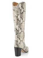 Analeah Snake-Embossed Leather Tall Boots