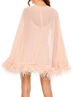 Ieena Feather-Trim Trapeze Cocktail Dress