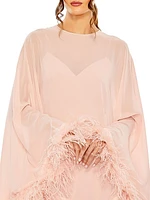Ieena Feather-Trim Trapeze Cocktail Dress