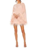Ieena Feather-Trim Trapeze Cocktail Dress