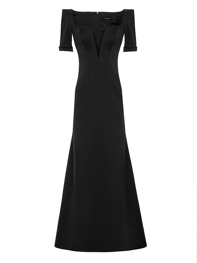 Satin Split-Sleeve Gown
