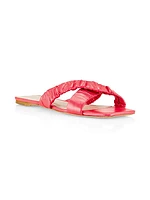 COLLECTION Ruched Leather Crisscross-Cross Sandals