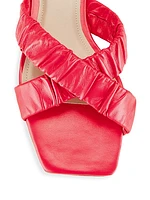 COLLECTION Ruched Leather Crisscross-Cross Sandals