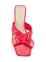 COLLECTION Ruched Leather Crisscross-Cross Sandals