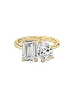 Toi Et Moi 18K Yellow Gold & 3.50 TCW Lab-Grown Diamond Engagement Ring