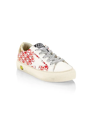 Baby's, Little Girl's & Heart Print Leather Platform Sneakers