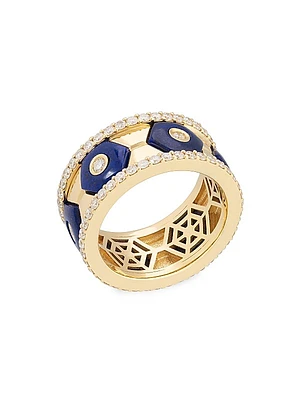 Baia 18K Yellow Gold, Lapis Lazuli & 1.08 TCW Diamond Ring