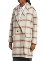 Plaid Wool-Blend Oversized Double-Breasted Coat