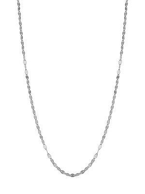 14K White Solid Gold Cabaret Chain Necklace