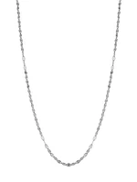 14K White Solid Gold Cabaret Chain Necklace