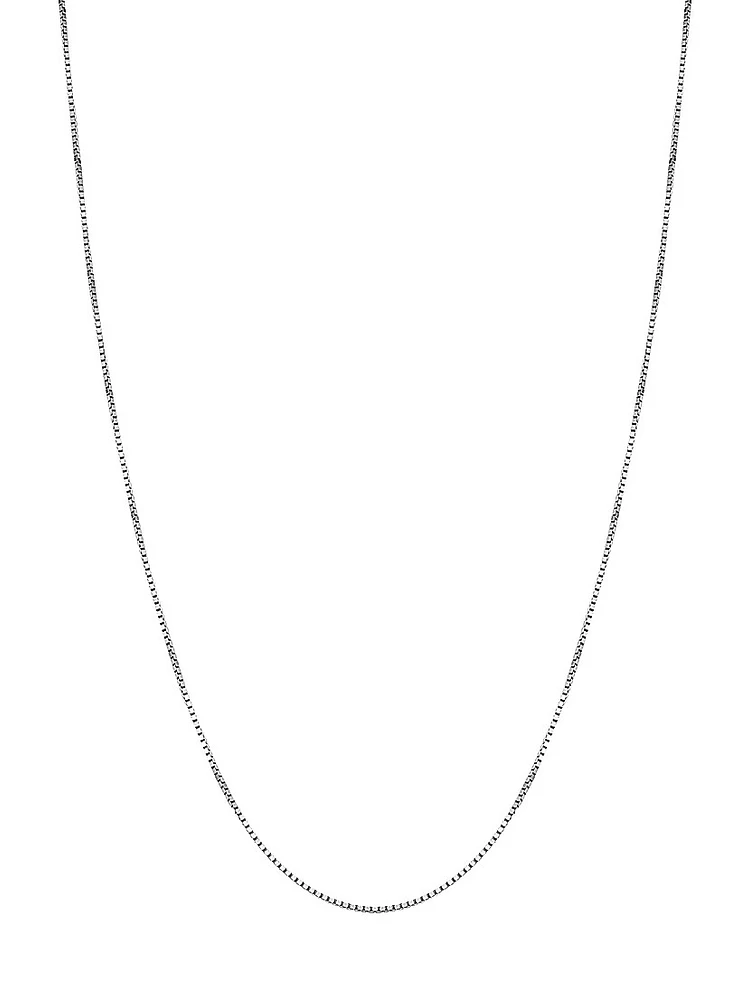 14K White Solid Gold Bodega Box Chain