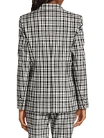 Plaid Single-Button Blazer