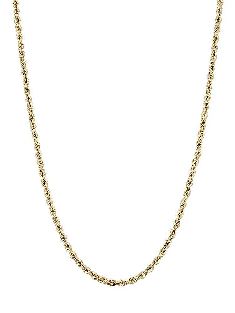 14K Yellow Solid Gold Roman Rope Statement Necklace