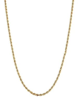 14K Yellow Solid Gold Roman Rope Statement Necklace