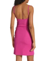 Rib-Knit Crystal Bow Cut Out Minidress