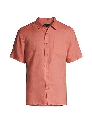 Linen Short-Sleeve Button-Up Shirt
