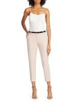 Cassandre Thin Belt with Square Buckle Crocodile-Embossed Leather