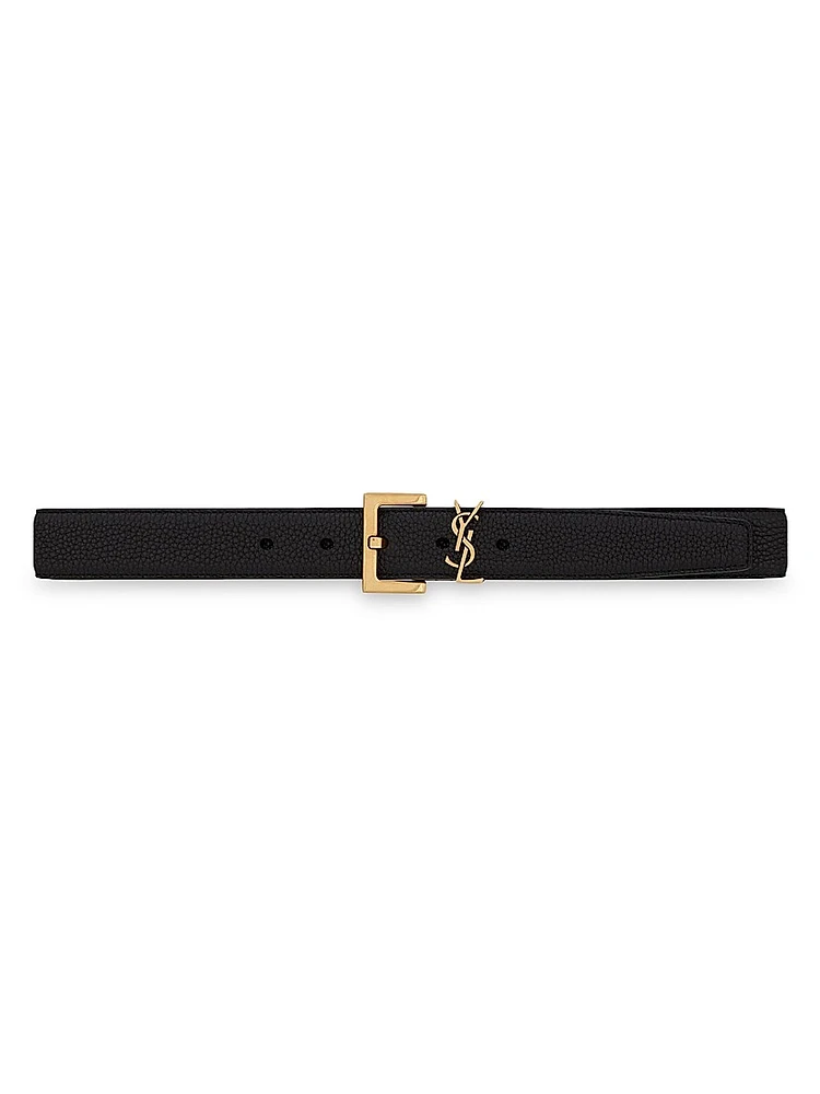 Cassandre Belt with Square Buckle Grained Leather