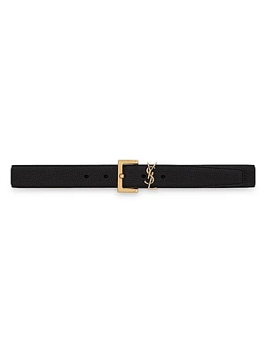 Cassandre Belt with Square Buckle Grained Leather