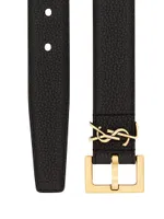 Cassandre Belt with Square Buckle Grained Leather