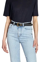 Cassandre Belt with Square Buckle Grained Leather