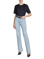 Cassandre Belt with Square Buckle Grained Leather