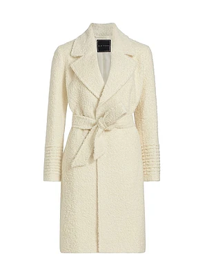 Belted Bouclé-Knit Coat