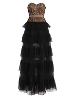 Strapless Lace & Tulle Gown
